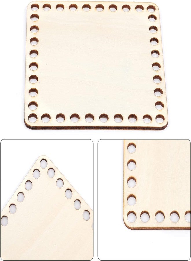Cliths 5pcs Square Wooden Bag Bottoms - Knitting Bag Shapers in 5 Sizes (3.9, 5.9, 7.8, 9.8, 11.8 Inch) - Wood Cushion Pads with Holes for Crochet, DIY Basket Weaving, Yarn Bag - 3mm Thick - Image 5